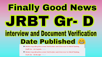 JRBT Group D | Interview and Document Verification Published | Kokborok Jobs updates |