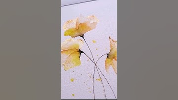 Transparent layered golden flowers #watercolor #painting #flower #trending #satisfying #shorts
