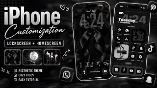 How to make your iPhone Aesthetic🖤 iOS 26 aesthetic icon, widgets, homescren, lock screen tutorial✨