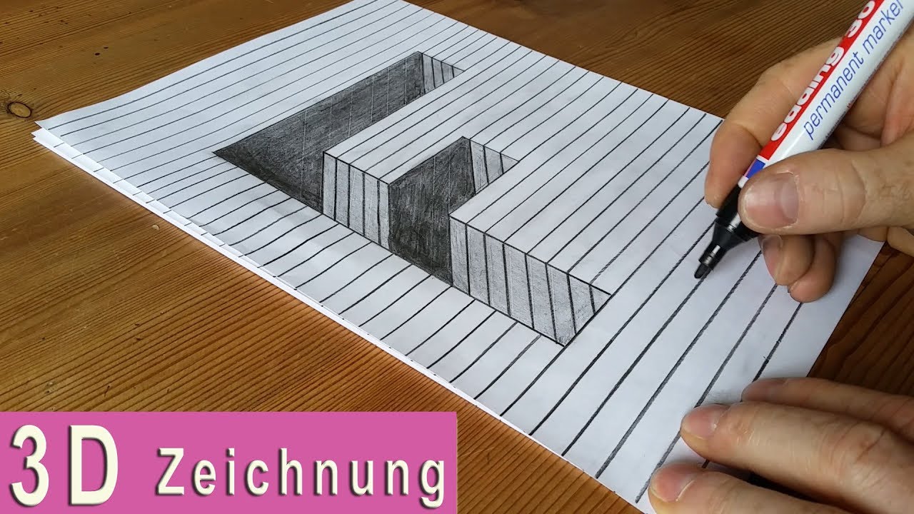 3D Zeichnung Papier F /// DIY - YouTube