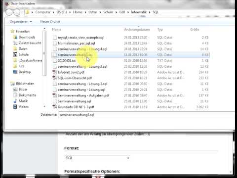 MySQL Dump mit PHPMyAdmin einspielen
