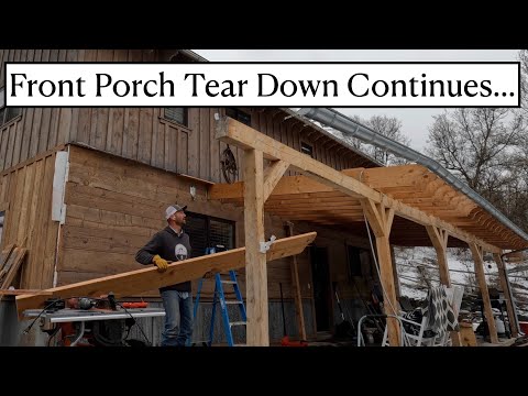 #577 - Front Porch Tear Down Continues. Back To The Tiny Cabin. Installed Blinds in the whole house.