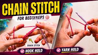 Chain Stitch Crochet for Beginners | Hook &amp; Yarn Hold Tutorial