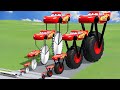 TRANSPORTING PIXAR CARS & FRUITS WITH COLORED & JOHN DEERE vs CLAAS vs TRACTORS - BeamNG.drive #962