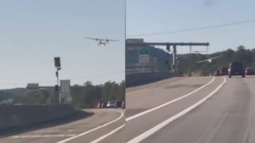 Video shows small plane hovering above I-25 between Denver and Colorado Springs before crash