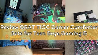 Review GRAT TIOC Gamer Comforter Sets for Teen Boys,Gaming Bedding Sets Twin,Video Game Bedspread,Ga
