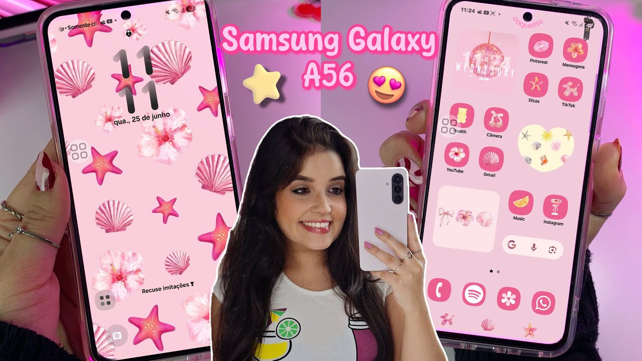 PERSONALIZAÇÃO E ORGANIZAÇÃO NO MEU SAMSUNG A56 | Pink Aesthetic