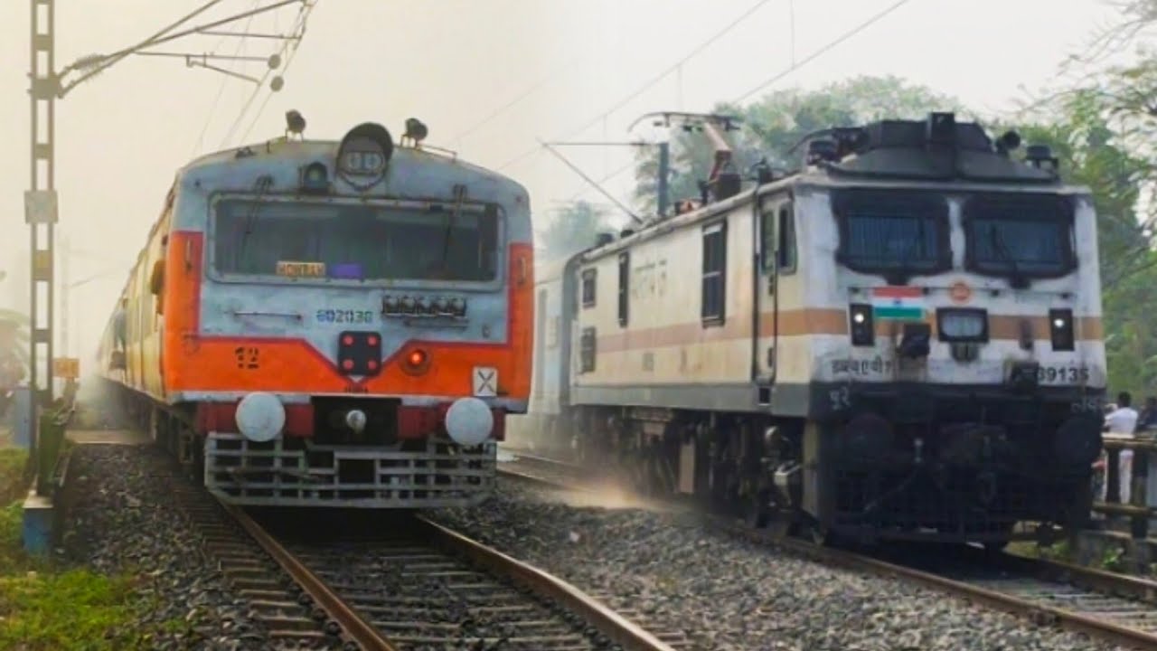 Rare & Unique Model Emu Local Trains Crossing Compilation । WAP7 - Balurghat & Jangipur Express । IR