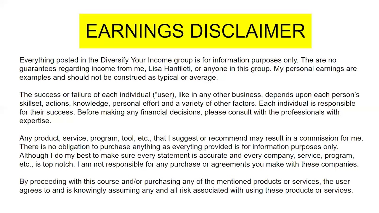 2 Diversify Your Income Earnings Disclaimer A Necessary 2 Minutes Youtube 2 Diversify Your Income Earnings Disclaimer A Necessary 2 Minutes Youtube