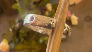 Cremation Ashes Ring. Star ring with birthstones. Cremation ring.