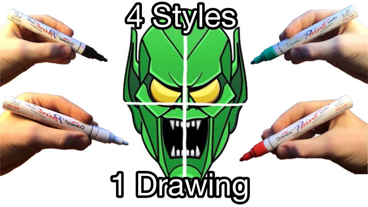 Drawing GREEN GOBLIN in 4 Different Art Styles! | Spider-Man No Way Home |