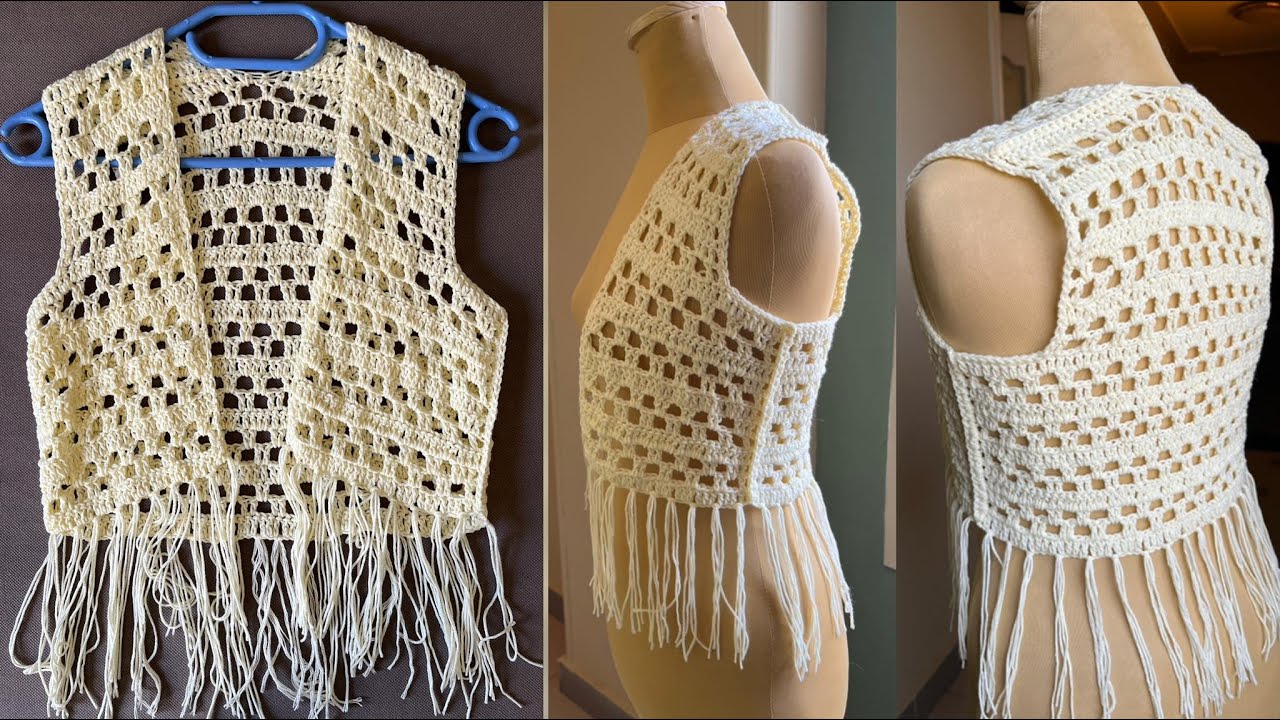 بوليرو كروشية بسيط وسهل boho crochet cardigan