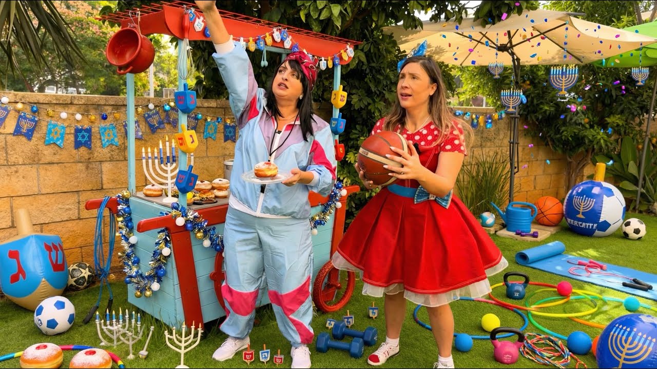 ללוש ומאמנת הכושר מדליקות נר חנוכה חמישי