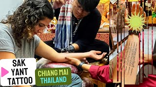 Getting TATTED by a MONK with a HUGE STICK!  Female Sak Yant Tattoo by Ajarn - Thai Tattoo Design screenshot 5