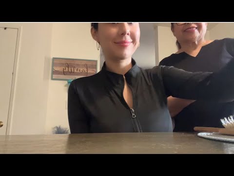 ASMR - My beautiful Nana spoils me with a relaxing massage and cute hairstyle 