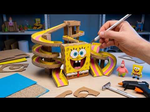SpongeBob Turned Into a Slide?! 🧽💦 | DIY Waterpark From Cardboard