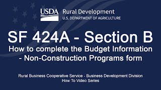 SF 424A - Section B - How to complete a Budget Information - Non-Construction Program Form