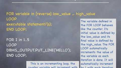 PL19  PL SQL Tutorial   For LOOP construct Theory