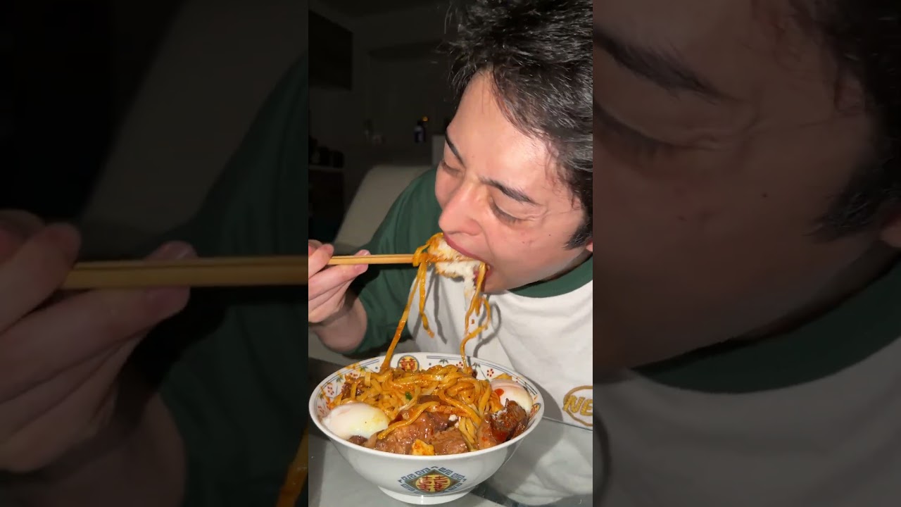 【深夜2時】TikTokでバズってた汁なし蒙古タンメンを真改造して丼ぶりにしたら美味すぎた