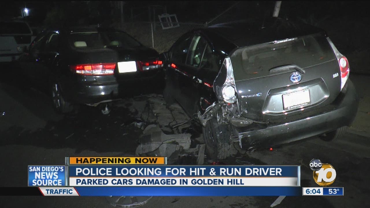 Police say parked cars in Golden Hill stuck by hit-and-run driver - YouTube