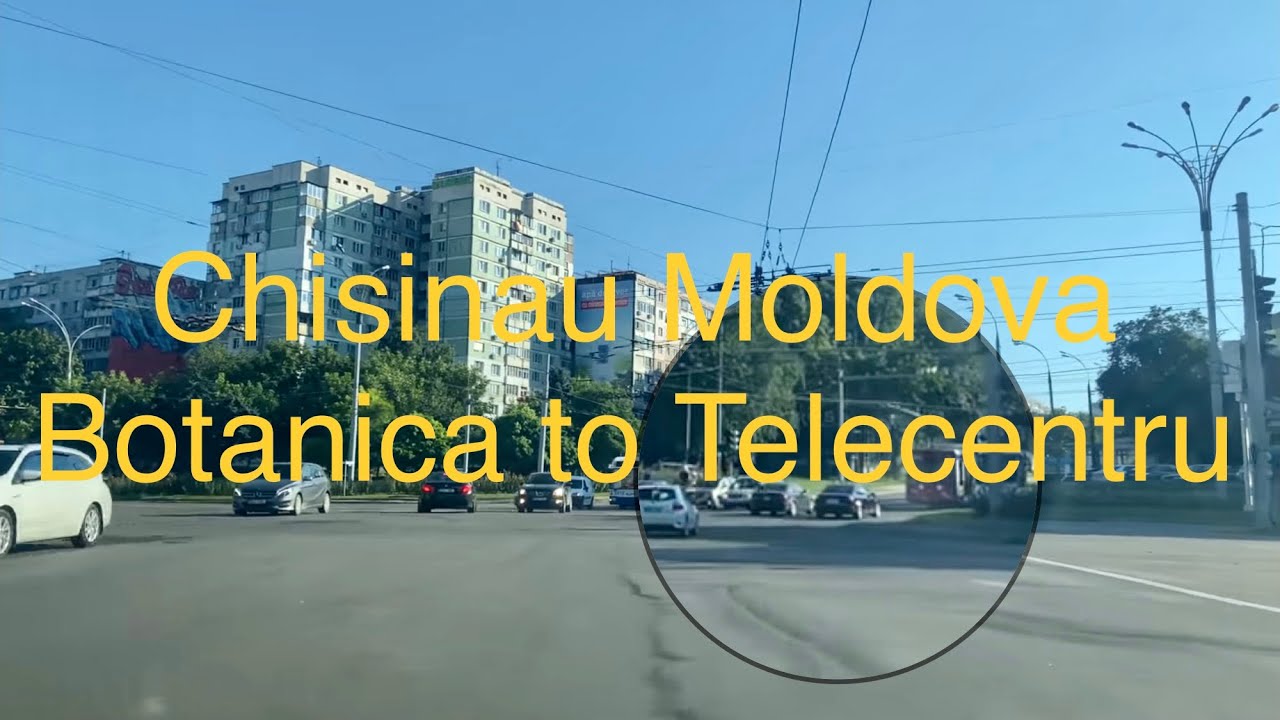 Driving in Chisinau - Traian Str. Grenoble Str. Miorita Str. -Botanica to Telecentru -ccd16