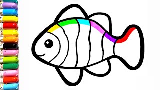 Drawing Fish and Coloring for Kids &amp; Toddlers | This Video Can Improve Drawing Ability 🐠 