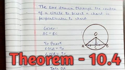 The line drawn through the centre of a circle to bisect a chords is perpendicular to the chord.