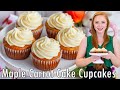 Maple Carrot Cake Cupcakes with Pineapple & Pecans | with Cream Cheese Frosting