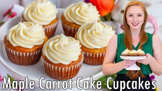 Maple Carrot Cake Cupcakes with Pineapple & Pecans | with Cream Cheese Frosting