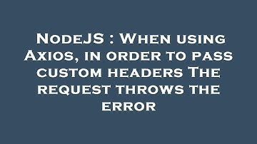 NodeJS : When using Axios, in order to pass custom headers The request throws the error