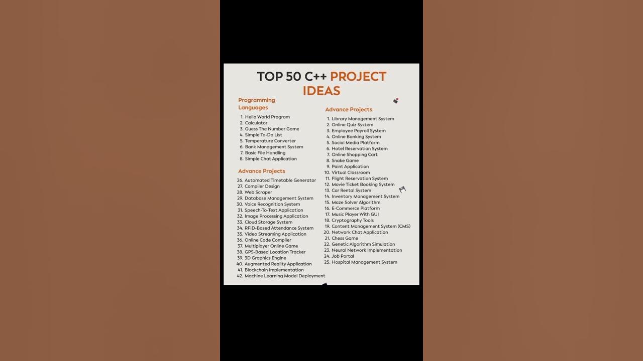 Top 50 C++ Project Ideas || Cpp programming - YouTube