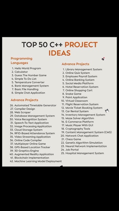 Top 50 C++ Project Ideas || Cpp programming - YouTube
