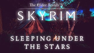 Skyrim SE 4K Ambience & Atmosphere | Sleeping Under The Stars | Ambient Fire, Wind, & Birds [1 Hr]