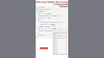 WAP to print Table of any Number Up to a range | C Programming | @Likhopao #programming