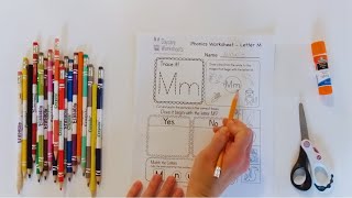 Letter "M" Phonics Lesson | Kindergarten Homeschool Alphabet Activity | Preschool Alphabet Worksheet