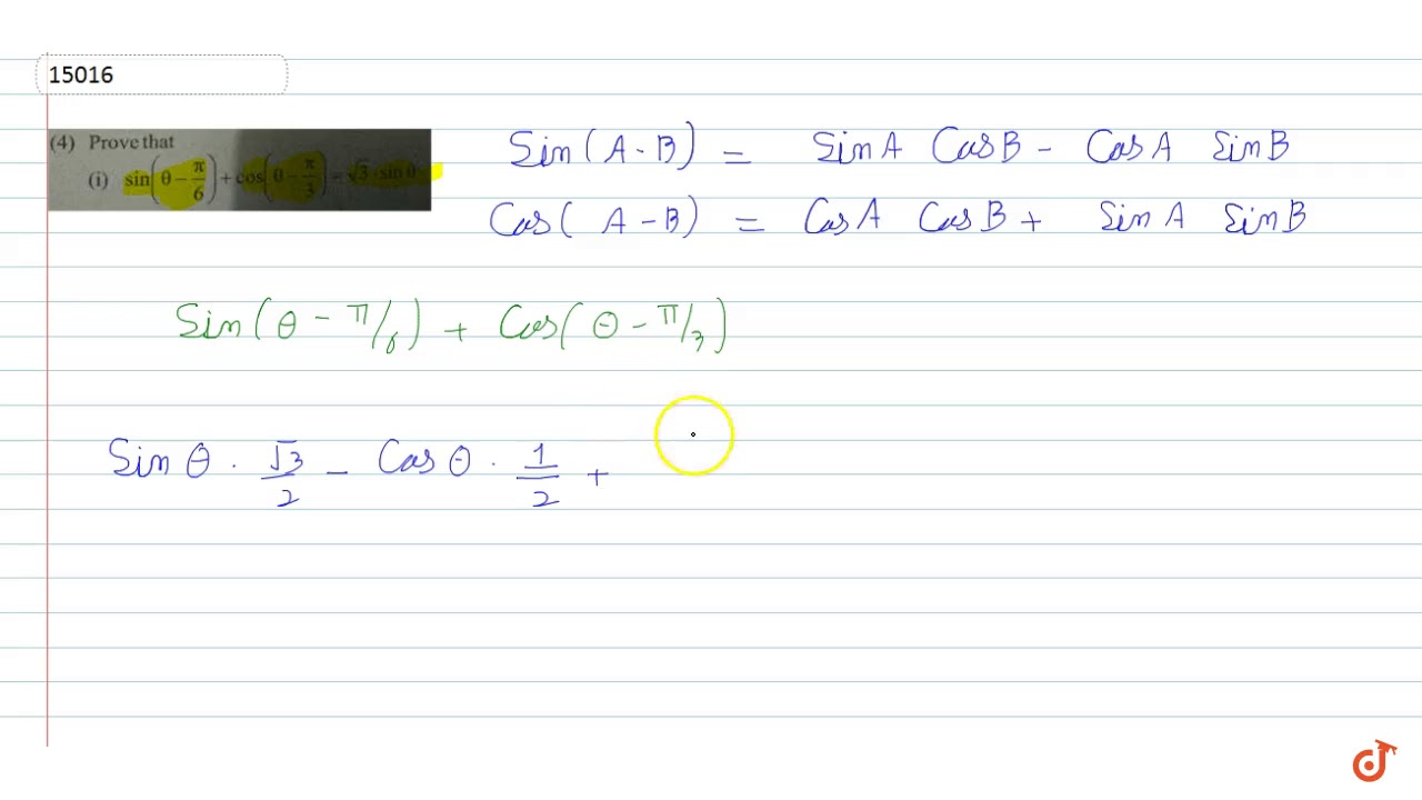 Prove That Sin Theta Pi 6 Cos Theta Pi 3 Sqrt3 Sintheta Youtube Prove That Sin Theta Pi 6 Cos Theta Pi 3 Sqrt3 Sintheta Youtube