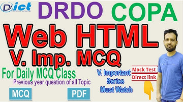 DRDO COPA |V. Imp. Web HTML MCQ | Imp. Class for drdo copa exam | must watch | Previous year series