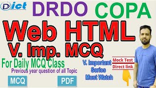 DRDO COPA |V. Imp. Web HTML MCQ | Imp. Class for drdo copa exam | must watch | Previous year series