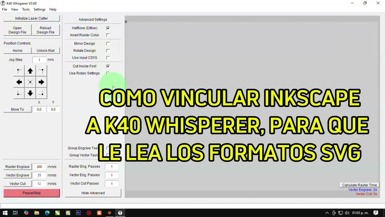 VINCULAR K40 WHISPERER CON INKSCAPE.