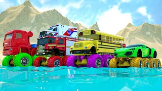 Camión de bomberos gigante, Camión gigante, Autobús giganteCamiones Gigantes VS Charco Gigante