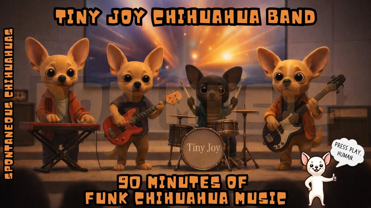 90-Minute Funk Chihuahua Music - TINY JOY Band for Relaxing Play & Chill Time 