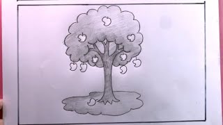 Simple Mango Tree Drawing/How To Draw Mango Tree Step By Step/Mango Tree Drawing