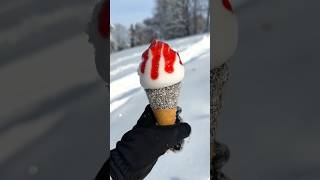 STRAWBERRIES &amp; SNOW 🍓❄️🍓❄️ #satisfying #snow #food #yummy #icecream #strawberry #viral #dessert