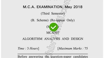 2018 Dcrust MCA 3rd Sem Reappear Algorithm Analysis & Design Question Paper