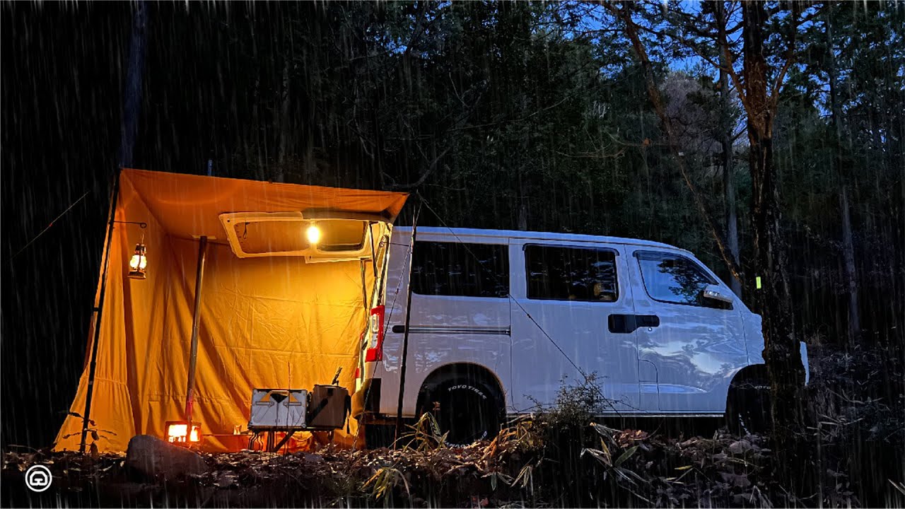 03 【車中泊キャンプ】雨の中、車から薪ストーブを眺めて過ごすキャンプをしてきました。～スープから作るラーメン～