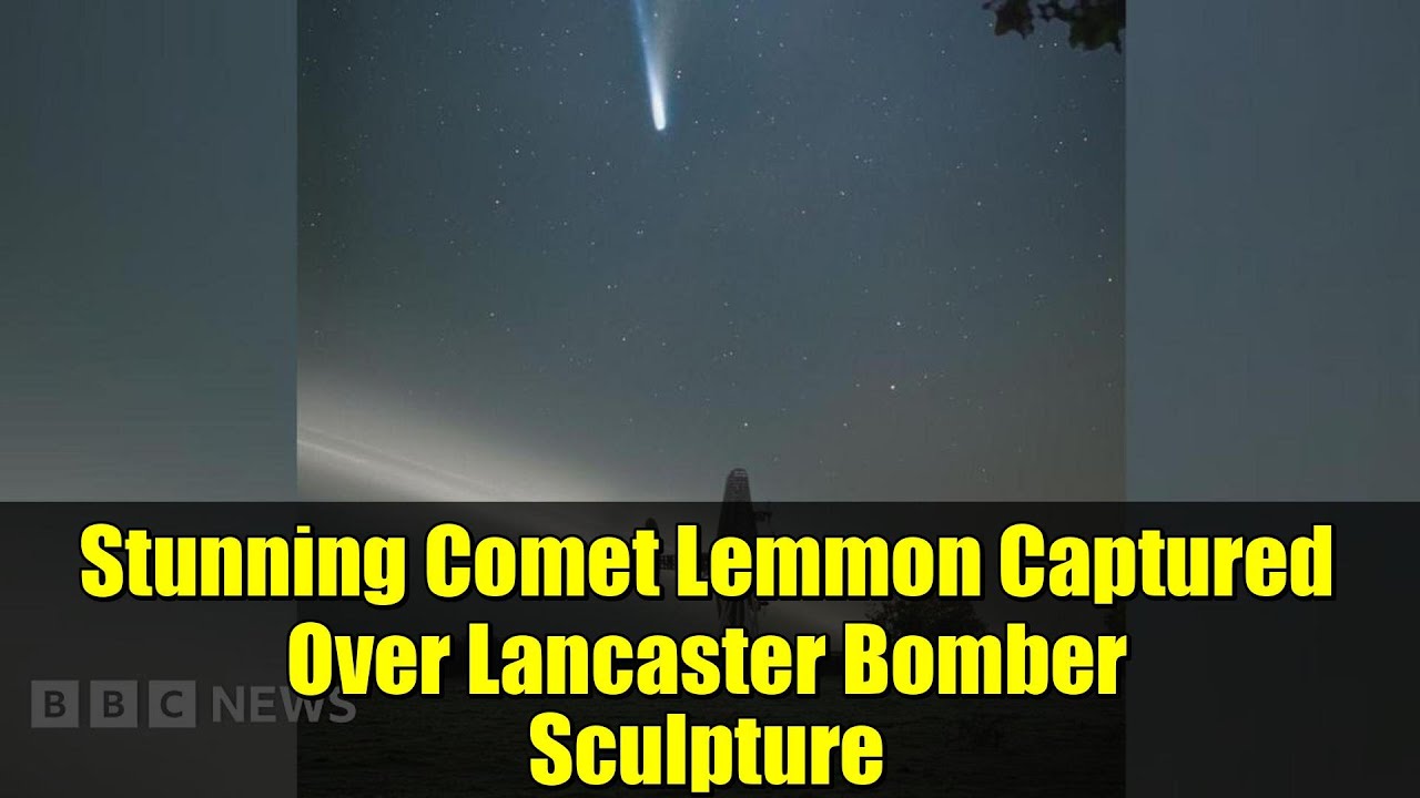 Stunning Comet Lemmon Captured Over Lancaster Bomber Sculpture | Lucky Photographer's Unique Shot