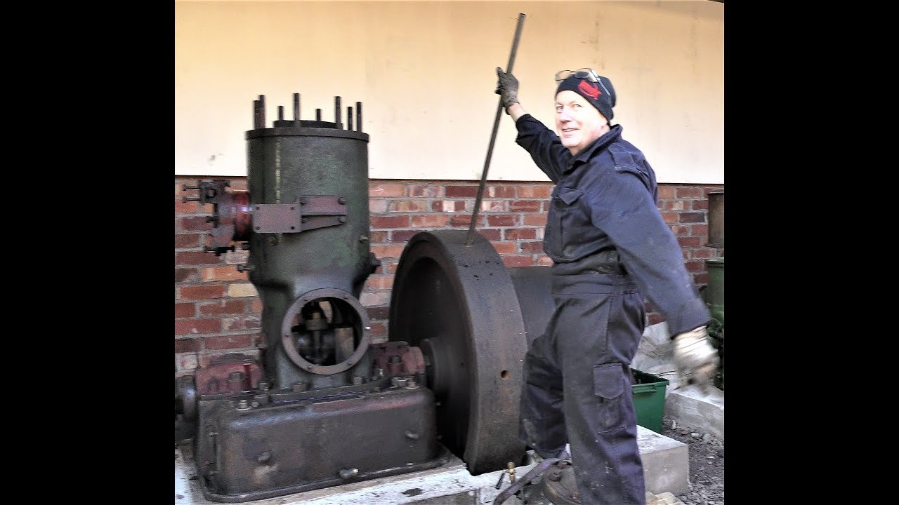 1923 Allen Single Cylinder 2 Stroke diesel engine - YouTube