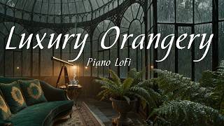 Luxury Orangery in a Thunderstorm ⛈️ Heavy Rain on Glass &amp; Elegant Piano Lo-Fi