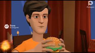 I'm eating a hamburger in my restaurant (Sora 2 in Plotagon) (FIRST VIDEO IN 2026)