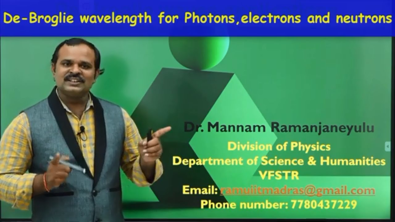 2.4 de-Broglie waves for photons, electrons and neutrons | Dr. Ramu Mannam